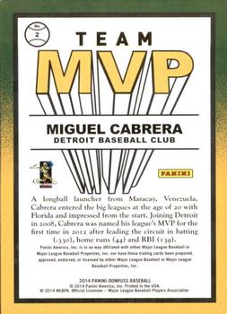 2014 Donruss - Team MVPs #2 Miguel Cabrera Back