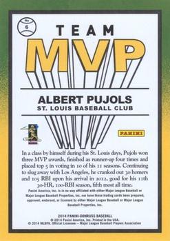 2014 Donruss - Team MVPs #6 Albert Pujols Back