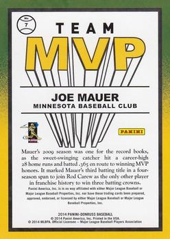 2014 Donruss - Team MVPs #7 Joe Mauer Back