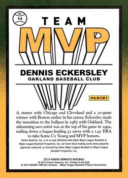 2014 Donruss - Team MVPs #14 Dennis Eckersley Back