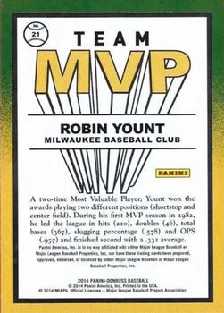 2014 Donruss - Team MVPs #21 Robin Yount Back