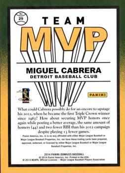 2014 Donruss - Team MVPs #29 Miguel Cabrera Back