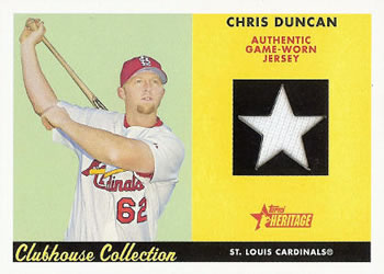 2007 Topps Heritage - Clubhouse Collection Relics #CC-CD Chris Duncan Front