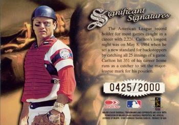 1997 Donruss Signature Series - Significant Signatures #NNO Carlton Fisk Back