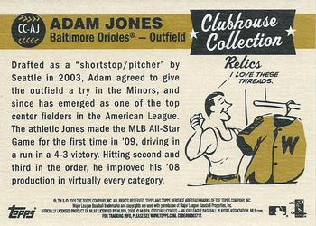 2009 Topps Heritage - Clubhouse Collection Relics #CC-AJ Adam Jones Back