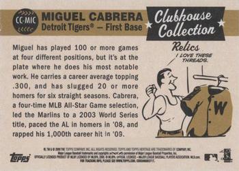2009 Topps Heritage - Clubhouse Collection Relics #CC-MIC Miguel Cabrera Back