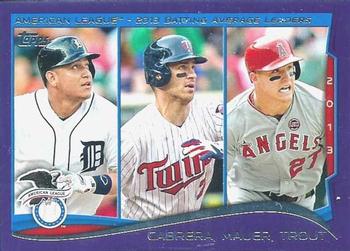 2014 Topps - Purple #103 Miguel Cabrera / Joe Mauer / Mike Trout Front