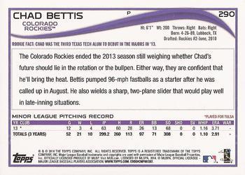 2014 Topps - Purple #290 Chad Bettis Back
