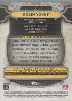 2014 Topps Triple Threads #21 Robin Yount Back