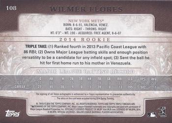 2014 Topps Triple Threads #108 Wilmer Flores Back