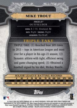 2014 Topps Triple Threads #1 Mike Trout Back