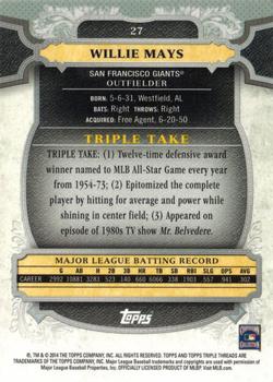 2014 Topps Triple Threads #27 Willie Mays Back
