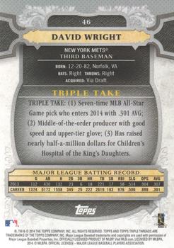 2014 Topps Triple Threads #46 David Wright Back