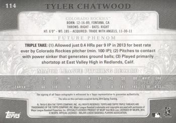 2014 Topps Triple Threads #114 Tyler Chatwood Back