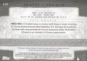 2014 Topps Triple Threads #120 Travis d'Arnaud Back