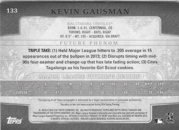 2014 Topps Triple Threads #133 Kevin Gausman Back