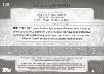 2014 Topps Triple Threads #138 Mike Zunino Back