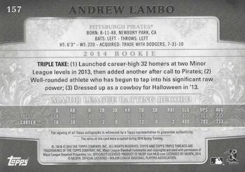 2014 Topps Triple Threads #157 Andrew Lambo Back
