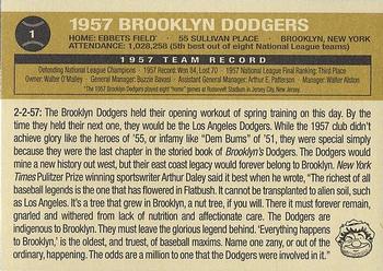 2011 Ronnie Joyner Commemorative 1957 Brooklyn Dodgers #1 1957 Brooklyn Dodgers Back