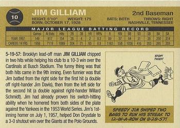 2011 Ronnie Joyner Commemorative 1957 Brooklyn Dodgers #10 Jim Gilliam Back
