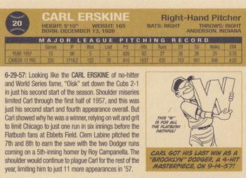 2011 Ronnie Joyner Commemorative 1957 Brooklyn Dodgers #20 Carl Erskine Back