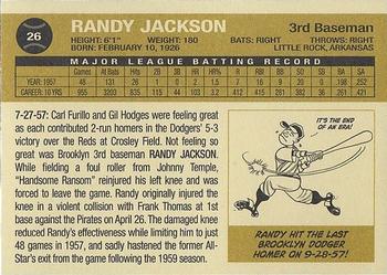 2011 Ronnie Joyner Commemorative 1957 Brooklyn Dodgers #26 Randy Jackson Back