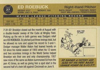 2011 Ronnie Joyner Commemorative 1957 Brooklyn Dodgers #27 Ed Roebuck Back