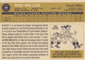 2011 Ronnie Joyner Commemorative 1957 Brooklyn Dodgers #39 Rod Miller Back