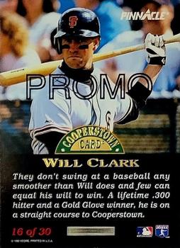 1993 Pinnacle Cooperstown - Promos #16 Will Clark Back