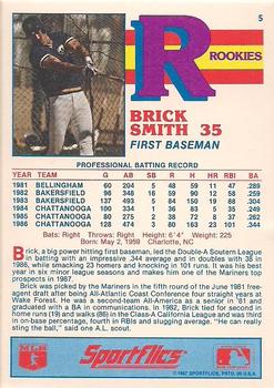 1987 Sportflics Team Preview - Rookie Packs #5 Brick Smith Back