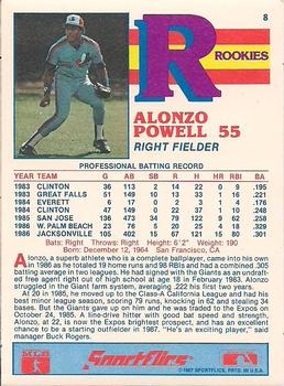1987 Sportflics Team Preview - Rookie Packs #8 Alonzo Powell Back