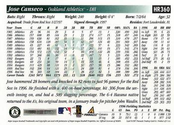 1997 Score Hobby Reserve #HR360 Jose Canseco Back
