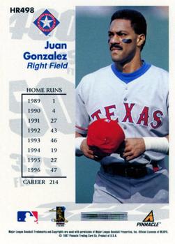 1997 Score Hobby Reserve #HR498 Juan Gonzalez Back