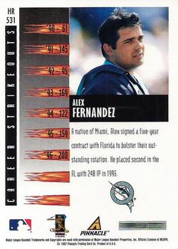 1997 Score Hobby Reserve #HR531 Alex Fernandez Back
