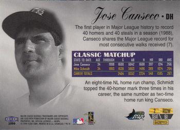 1999 Flair Showcase - Flair Showcase Row 2 (Passion) #61 Jose Canseco Back