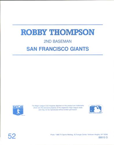 1989 TV Sports Mailbag #52 Robby Thompson Back