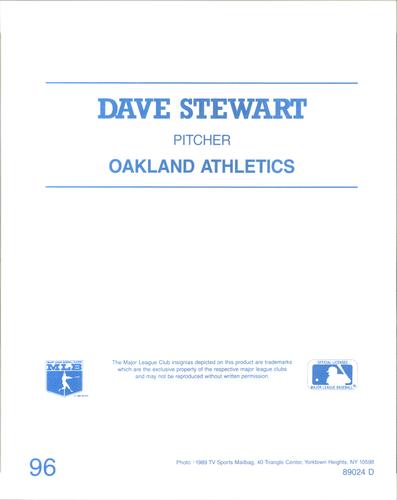 1989 TV Sports Mailbag #96 Dave Stewart Back