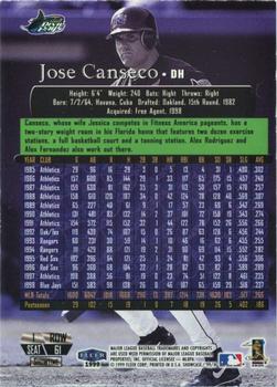 1999 Flair Showcase - Flair Showcase Row 1 (Showcase) #61 Jose Canseco Back