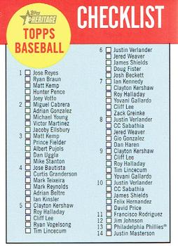 2012 Topps Heritage - Checklists #C1 Checklist: 1-71 Front