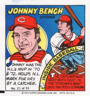1979 Topps Comics #21 Johnny Bench Front
