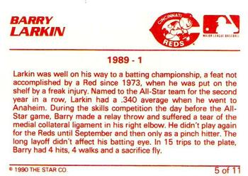 1990 Star Barry Larkin #5 Barry Larkin Back