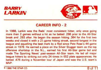1990 Star Barry Larkin #8 Barry Larkin Back