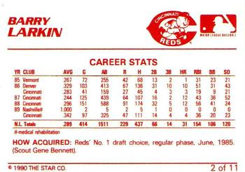 1990 Star Barry Larkin / Bo Jackson #2 Barry Larkin Back