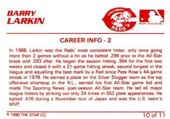 1990 Star Barry Larkin / Bo Jackson #10 Barry Larkin Back