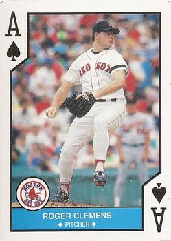 1990 U.S. Playing Card Co. Major League All-Stars Playing Cards - Silver Edge #A♠ Roger Clemens Front