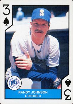 1990 U.S. Playing Card Co. Major League All-Stars Playing Cards - Silver Edge #3♠ Randy Johnson Front