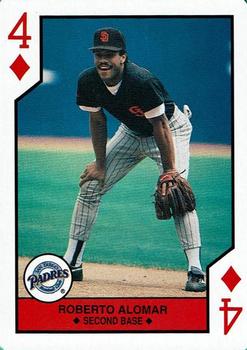 1990 U.S. Playing Card Co. Major League All-Stars Playing Cards - Silver Edge #4♦ Roberto Alomar Front