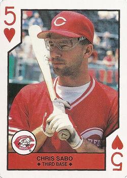 1990 U.S. Playing Card Co. Major League All-Stars Playing Cards - Silver Edge #5♥ Chris Sabo Front