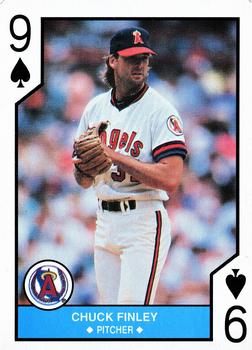 1990 U.S. Playing Card Co. Major League All-Stars Playing Cards - Silver Edge #9♠ Chuck Finley Front