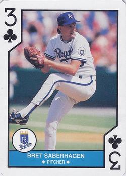 1990 U.S. Playing Card Co. Major League All-Stars Playing Cards - Silver Edge #3♣ Bret Saberhagen Front